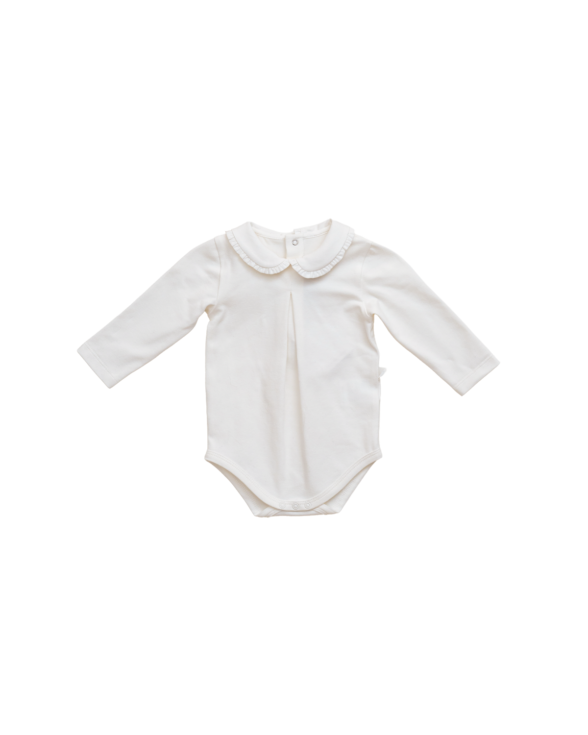 Bodysuit - Ivory Front Pleats and Frill Collar
