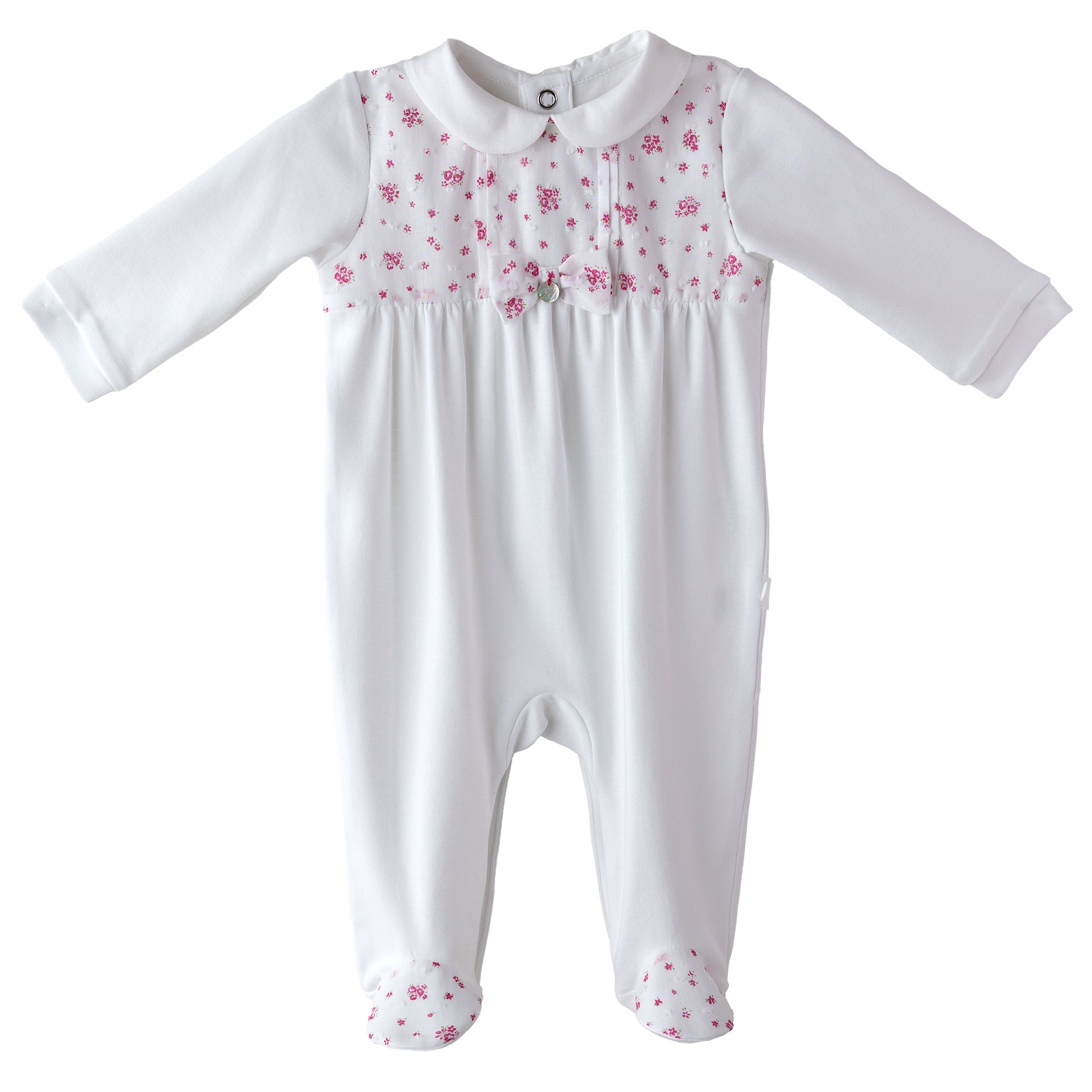 Strampler – Lätzchen mit rosa Blumenmuster