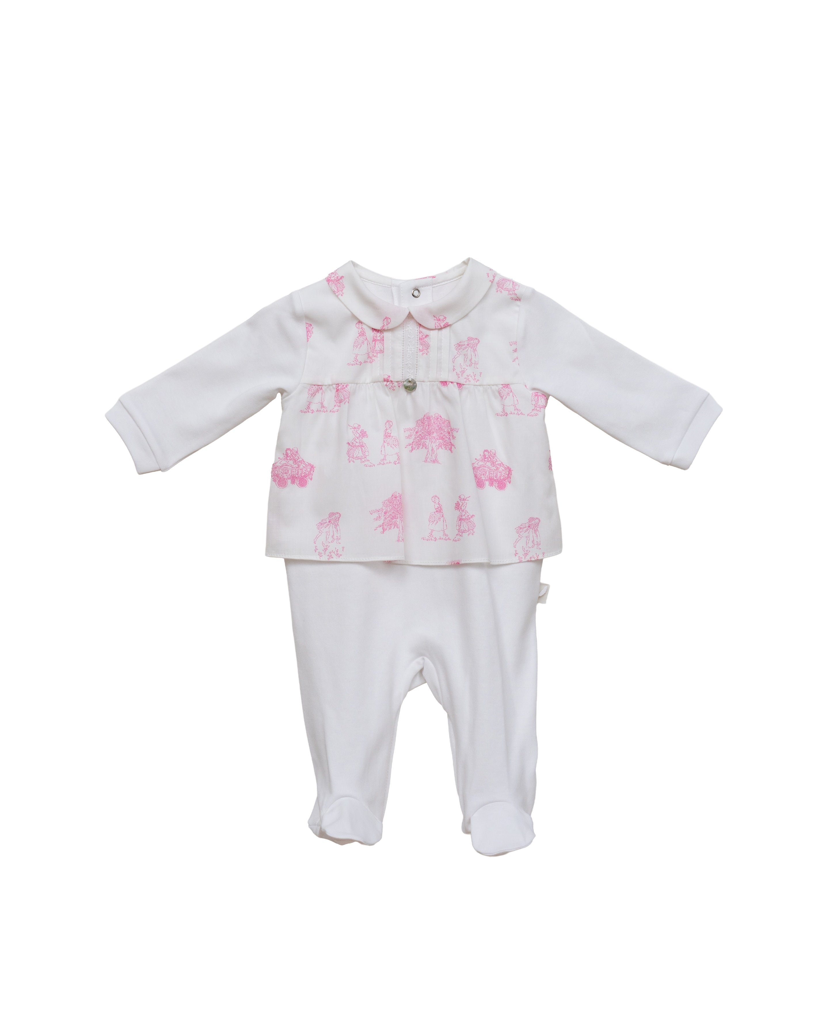 Strampler - Rosa Toile de Juoy Lätzchen