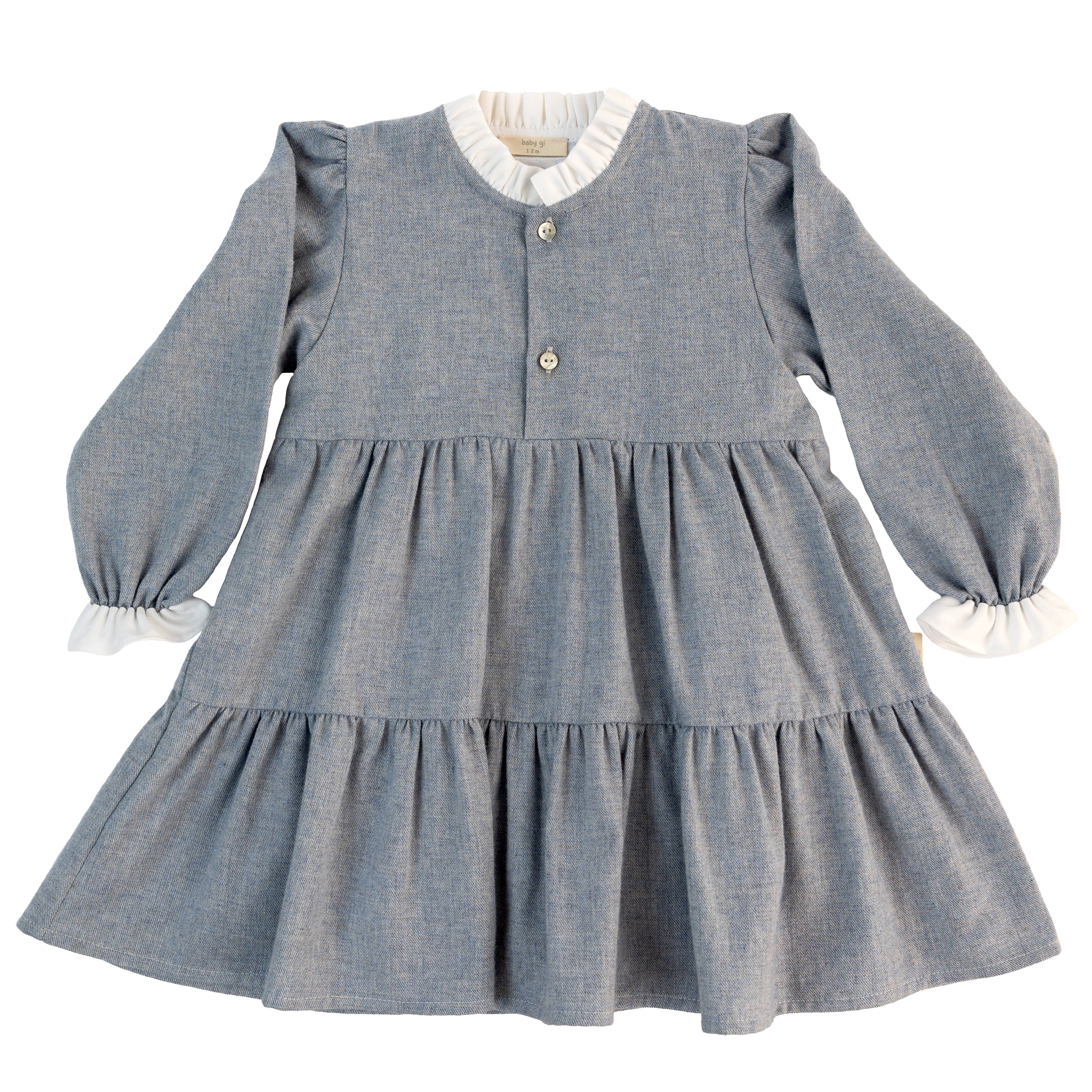 Kleid – Denim-Look mit Rüschenkragen