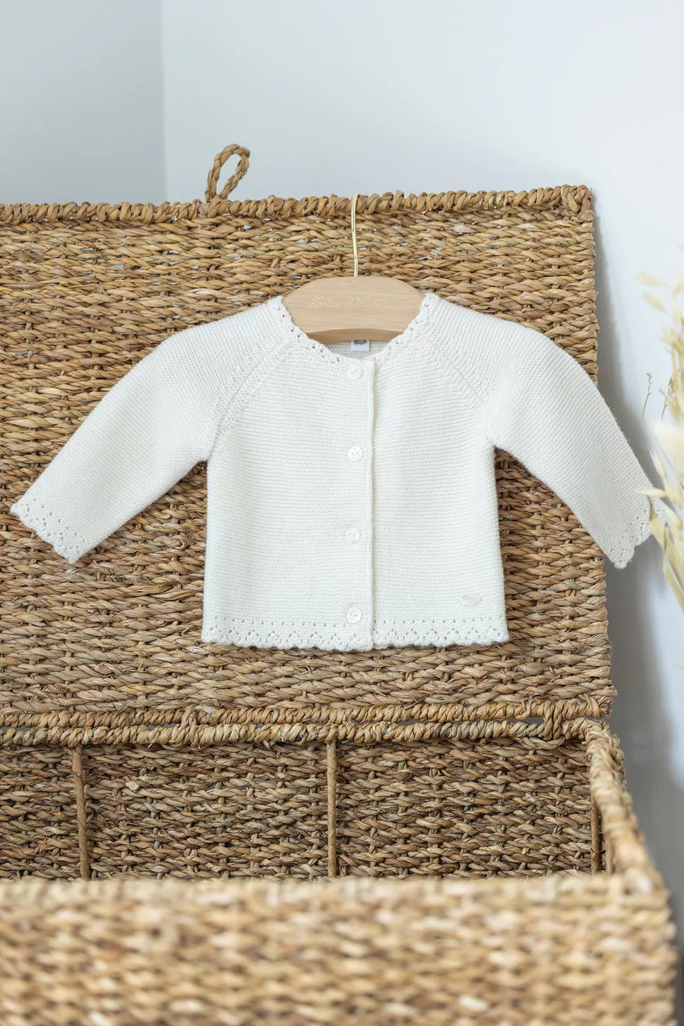 Cardigan - Ecru Knit with Crochet