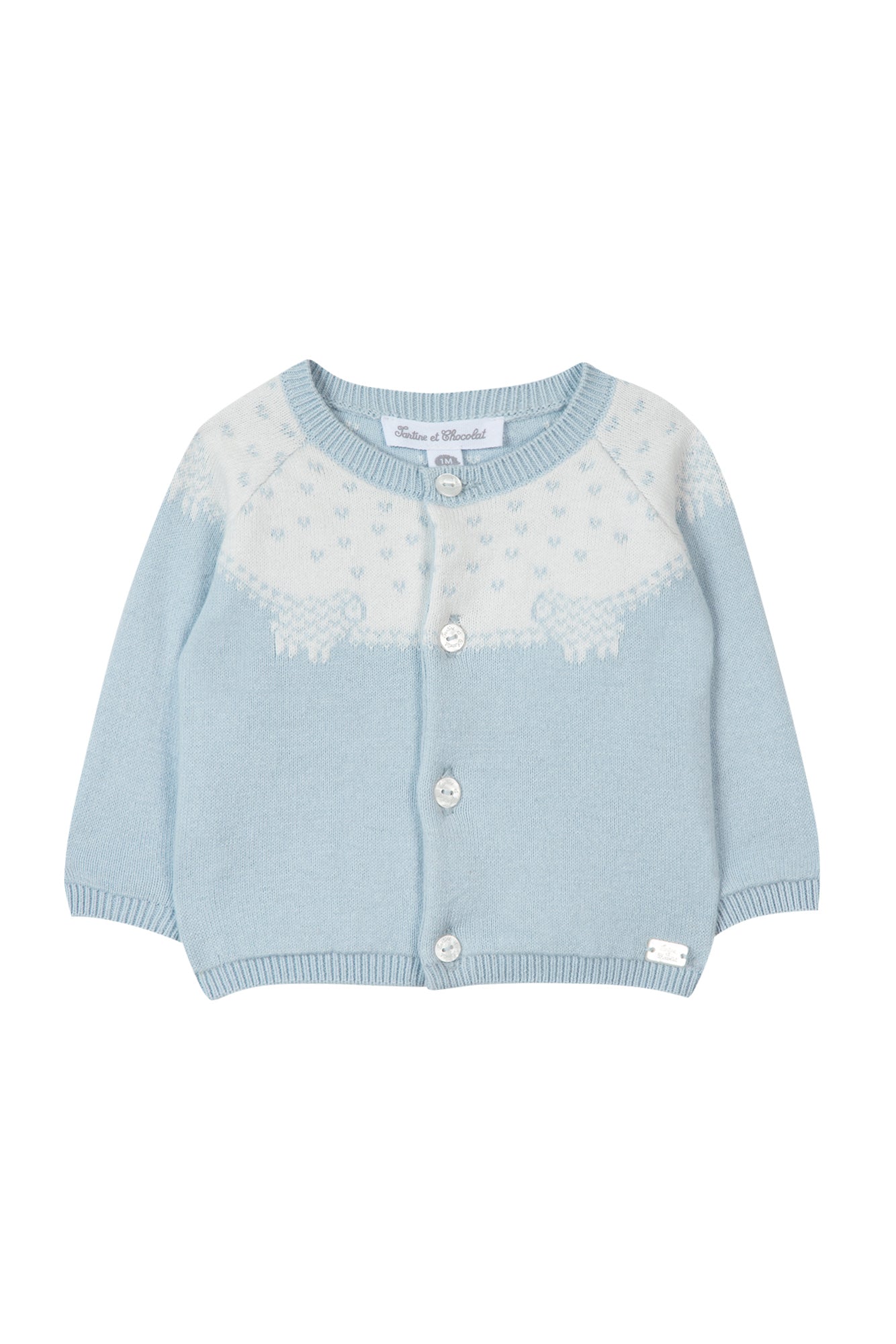 Cardigan - Blue Illustration sheep Grey Blue / 6M