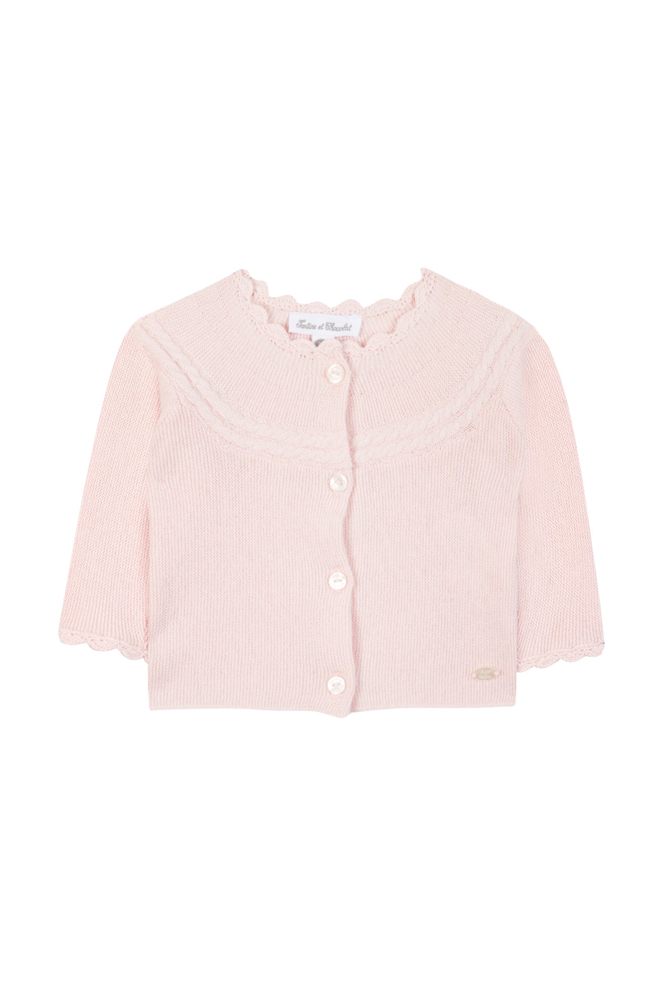 Cardigan - Pale Pink Scallop Pale Rose / 1M