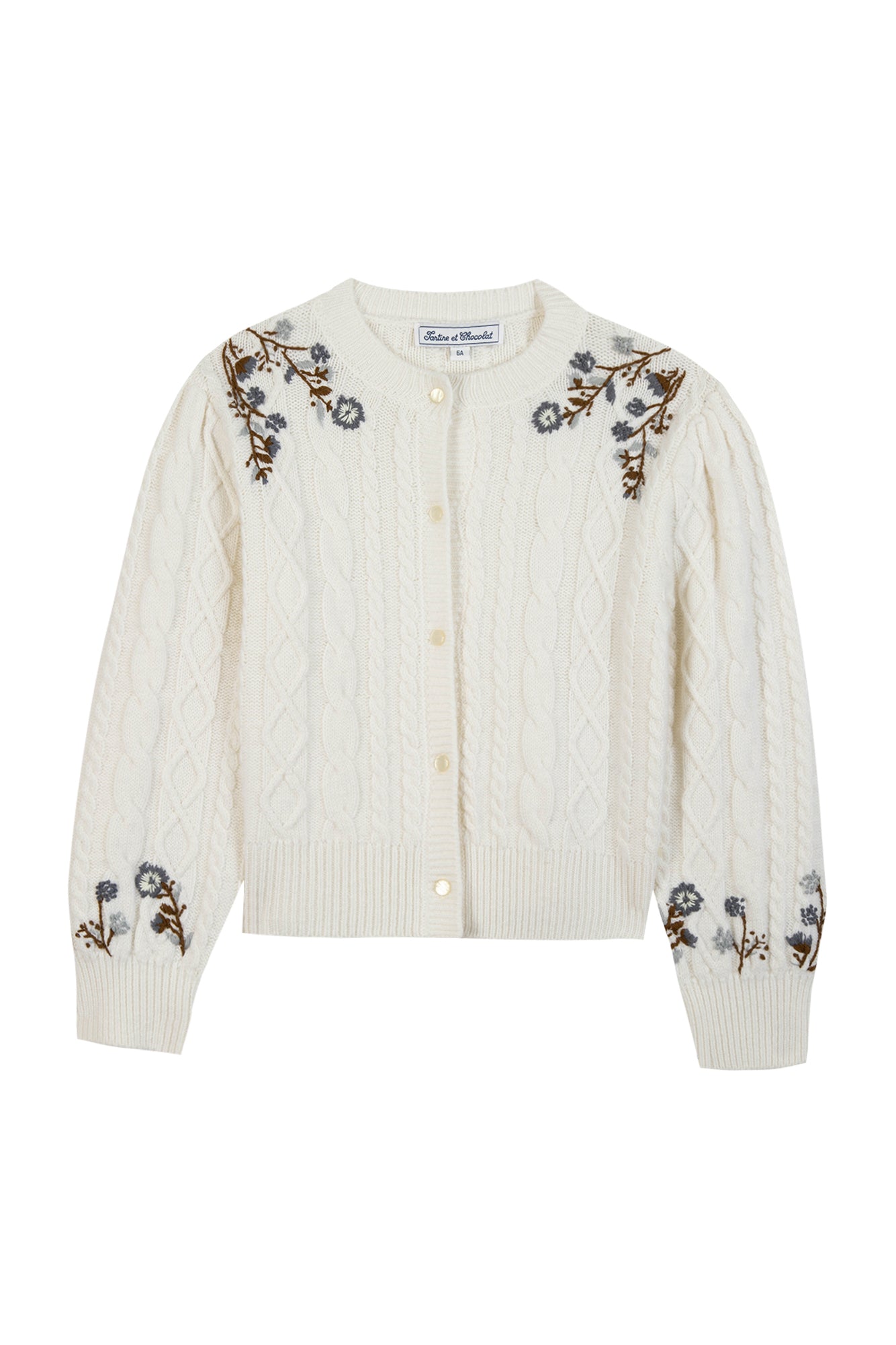 AW24 Cardigan - Ecru Flower Embroidery Ivory / 4Y