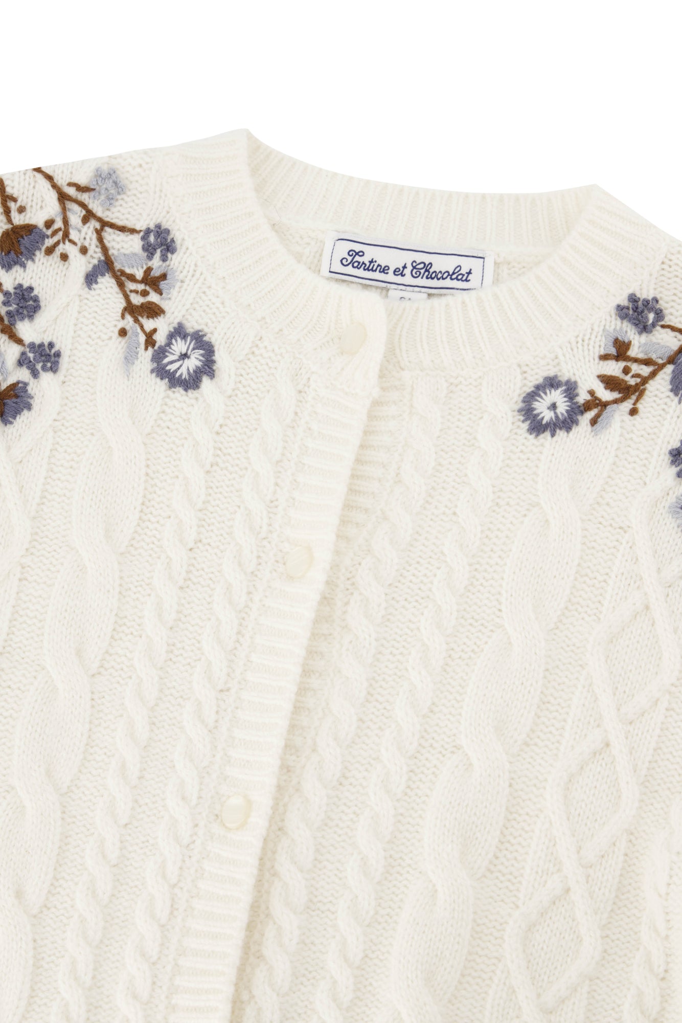 AW24 Cardigan - Ecru Flower Embroidery Ivory / 4Y