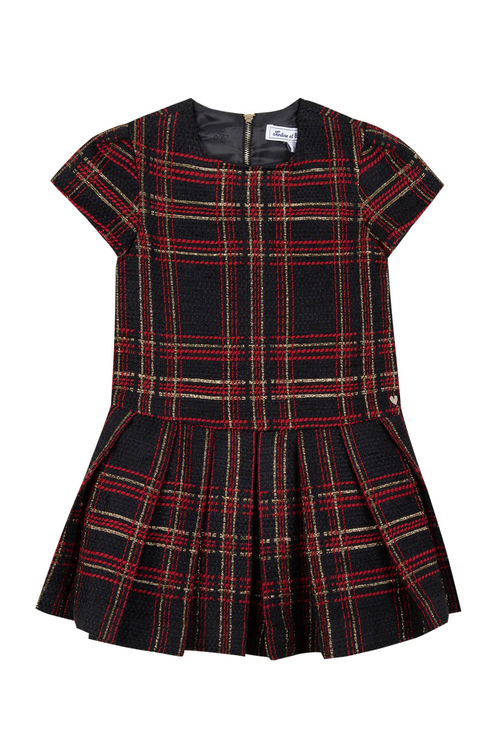 Dress - Navy Jacquard Lurex Golden - Over The Moon