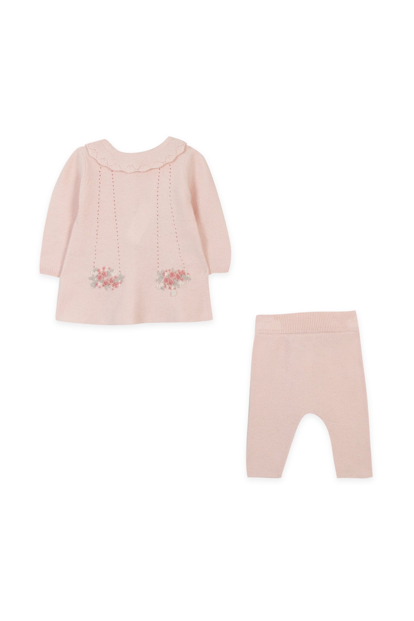 Two-Piece Set - Wool Pale Pink Flower Embroidery Pale Rose / 3M