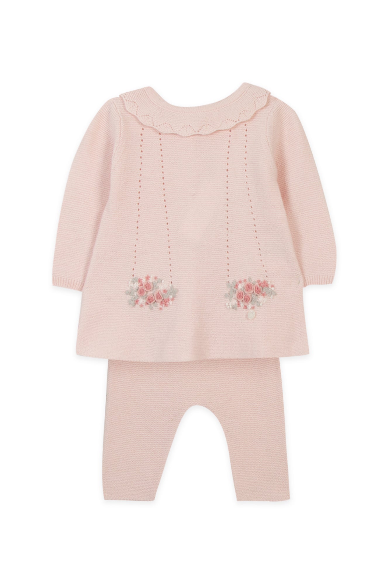 Two-Piece Set - Wool Pale Pink Flower Embroidery Pale Rose / 3M