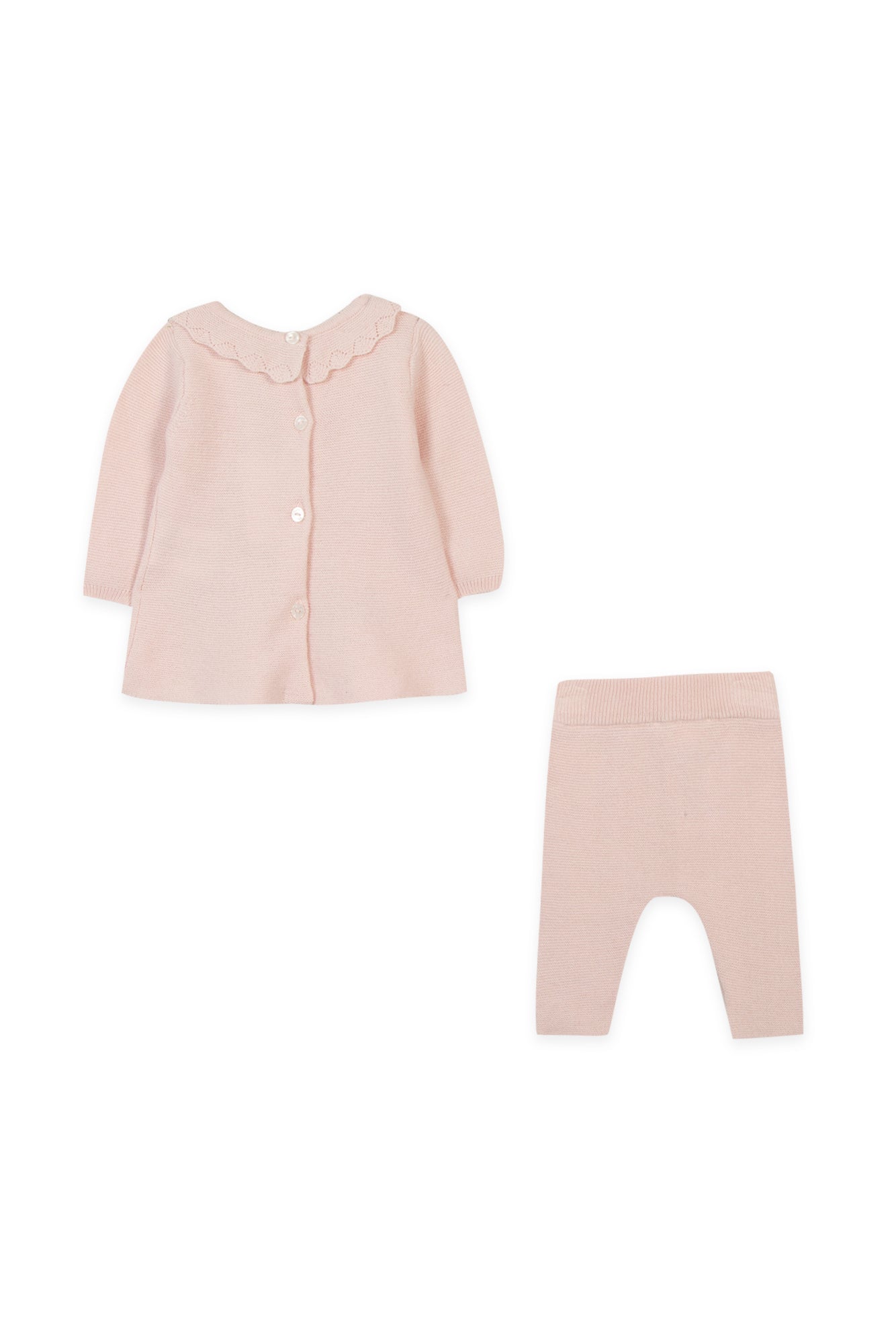 Two-Piece Set - Wool Pale Pink Flower Embroidery Pale Rose / 3M