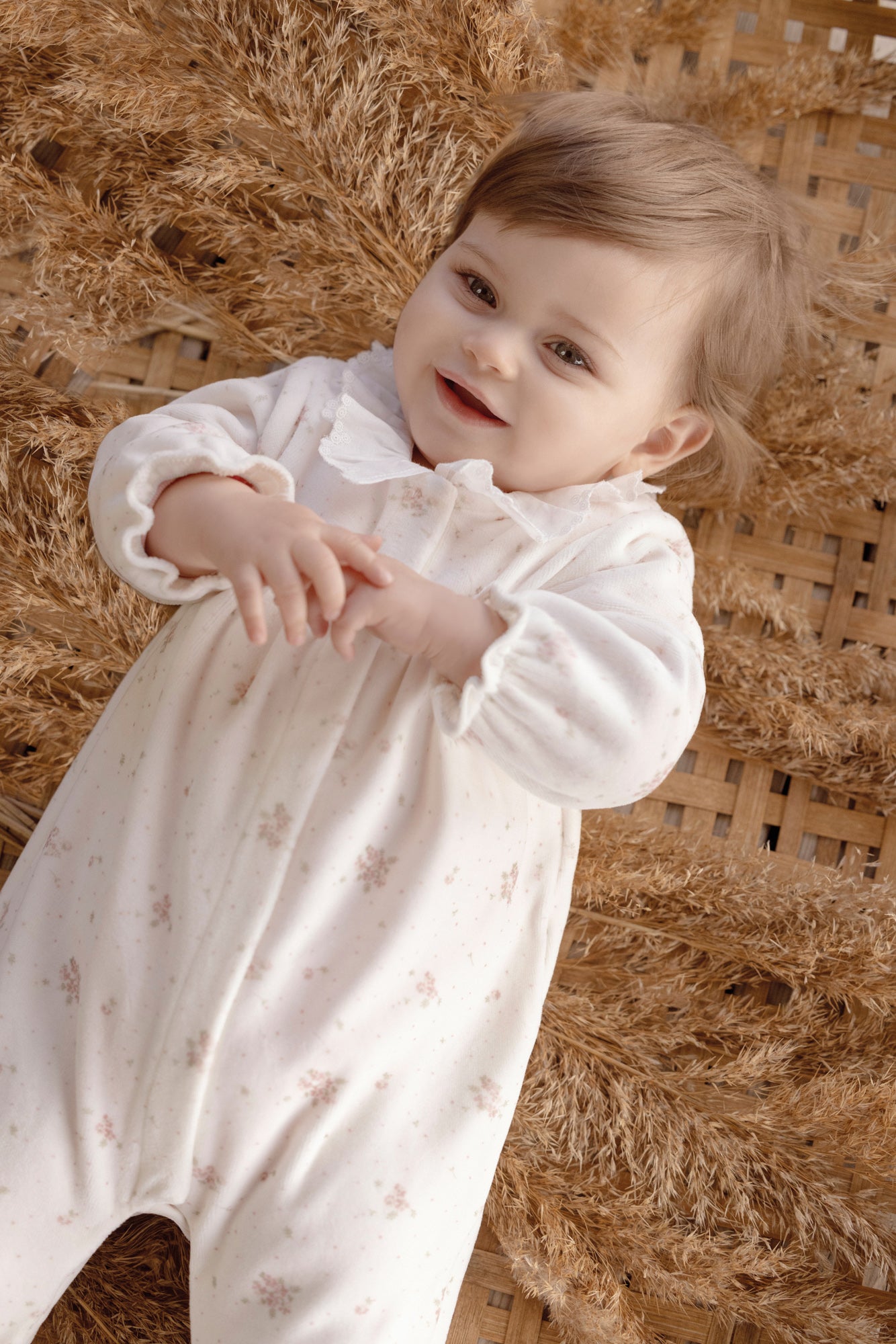 Babygrow - Velvet White Print Flowery Ivory / 1M