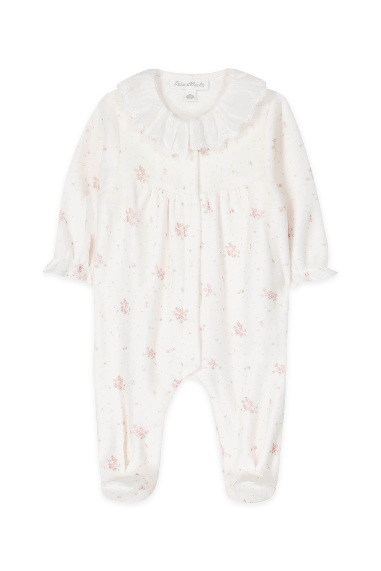 Babygrow - Velvet White Print Flowery Ivory / 1M