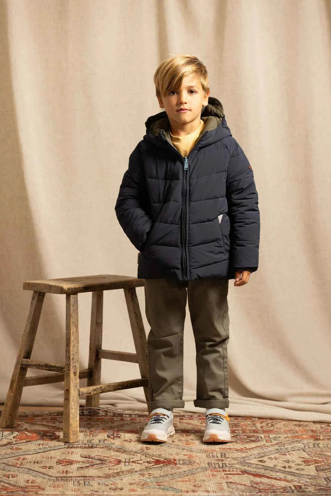 Ecoreversible Puffer (Eco Fill) - Ink Navy | Balsam Khaki - Over The Moon