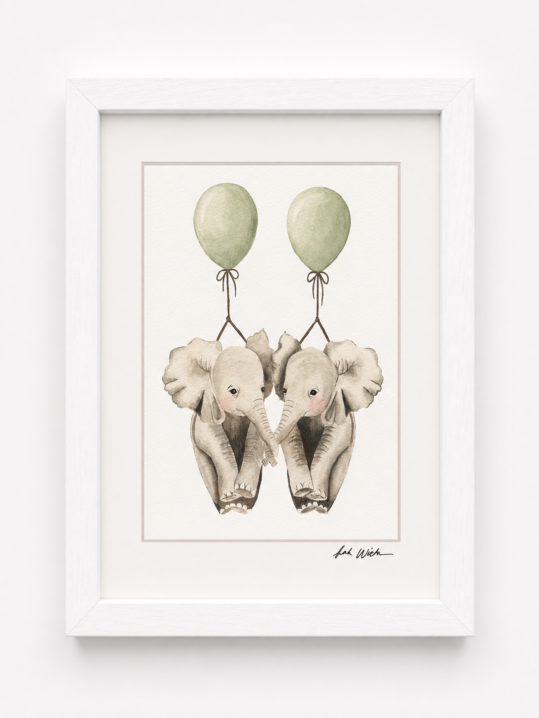 Twin Elephants - White Wood