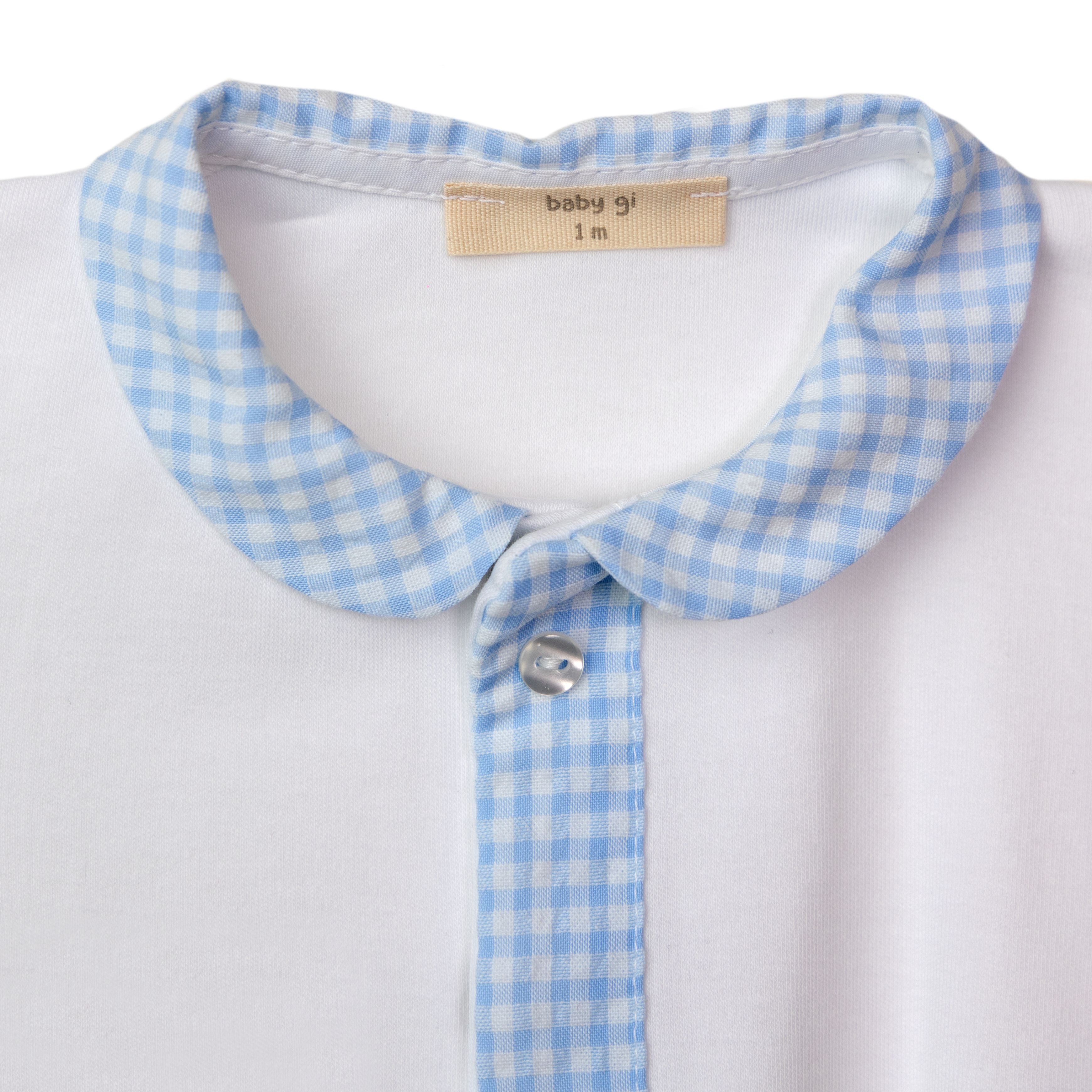 Strampler – Vichy-Kragen blau