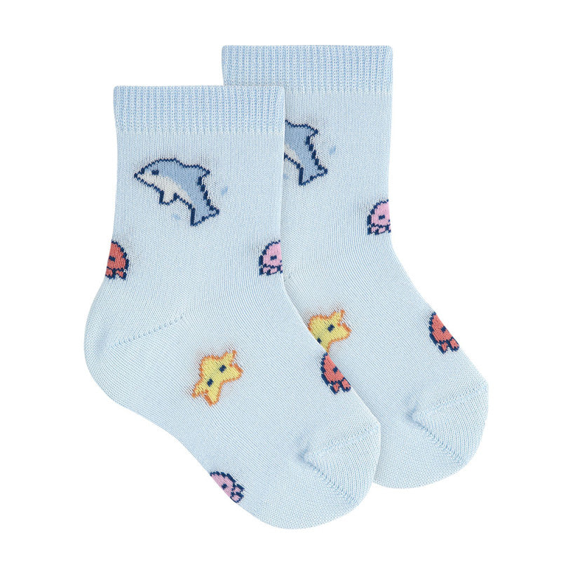 Kurze Socken - Baumwolle mit Meerestiermotiven