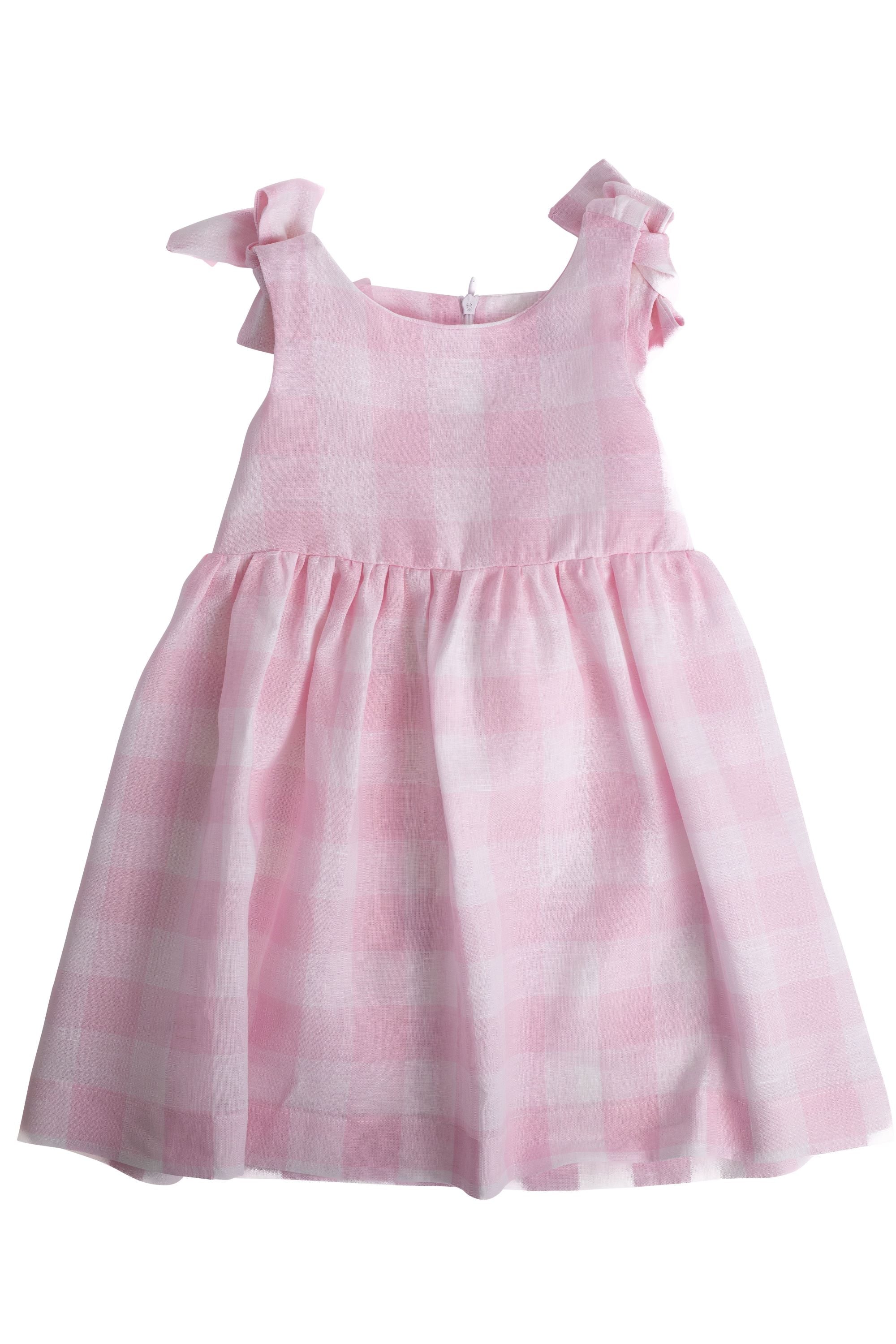 Lia Dress Linen Check - L'orsobruno