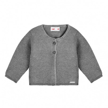 Lange Strickjacke im Krausrippenmuster