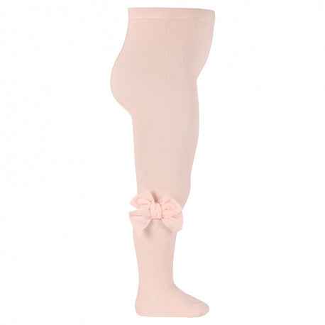 Plain Knit Tights with Velvet Bow Appliqué - Over The Moon