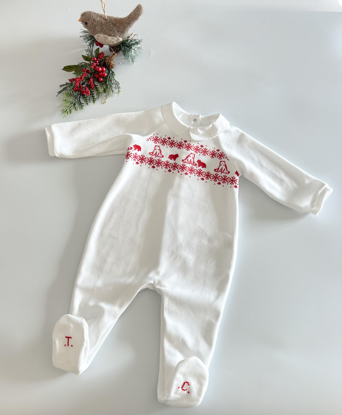 Babygrow - Christmas Velour - Over The Moon