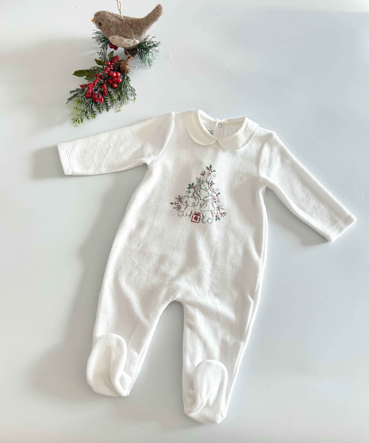 Babygrow - White with Peter Pan collar - Over The Moon