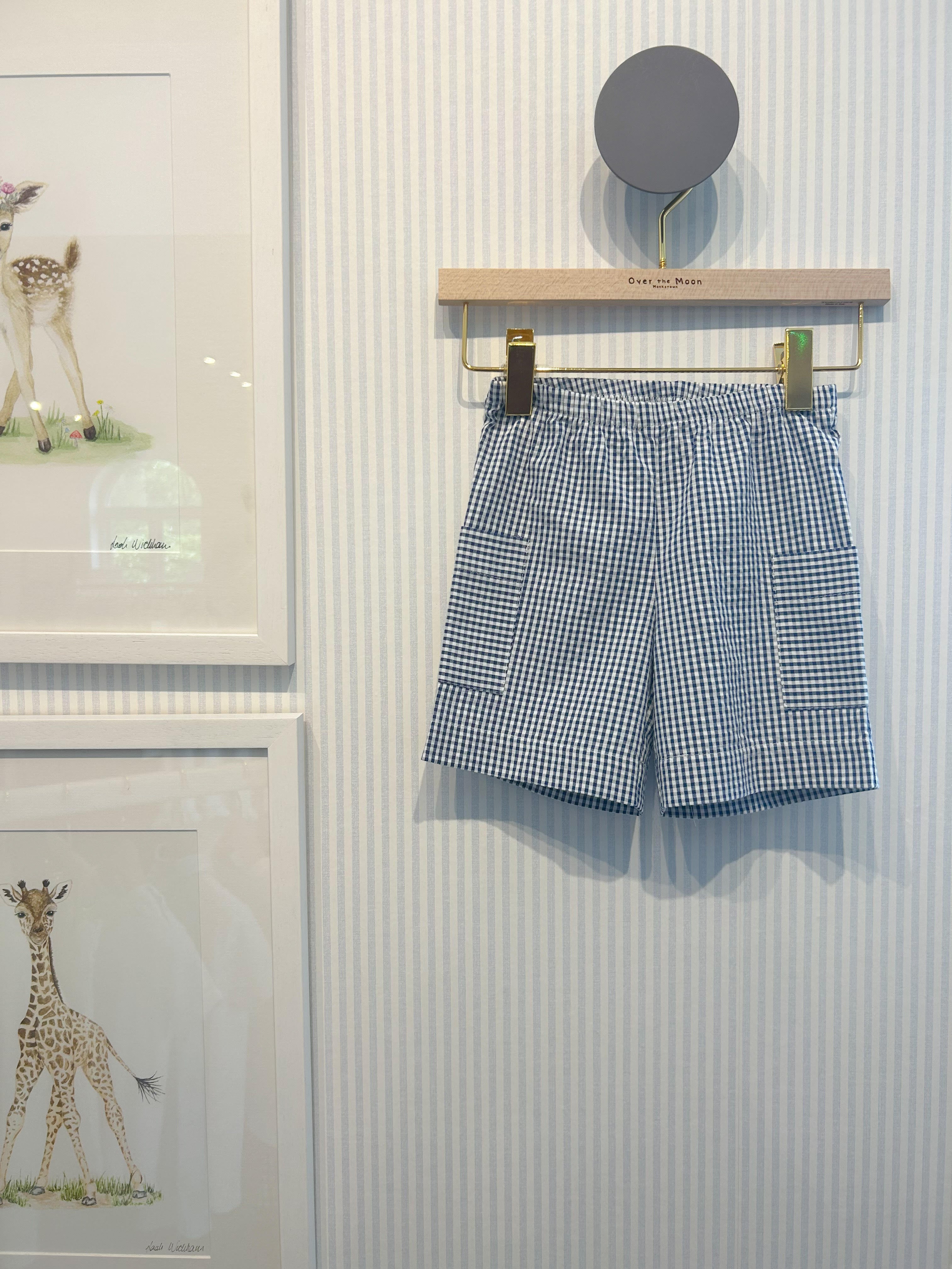 Tobia Cotton Shorts - Navy Check - Nicoletta Fanna