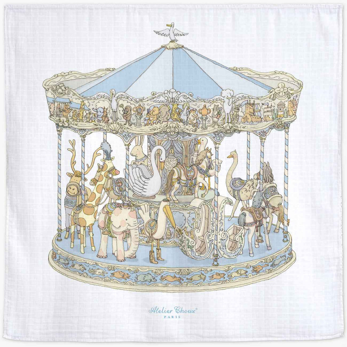 Muslin (Carrés) - Carousel Blue - Over The Moon