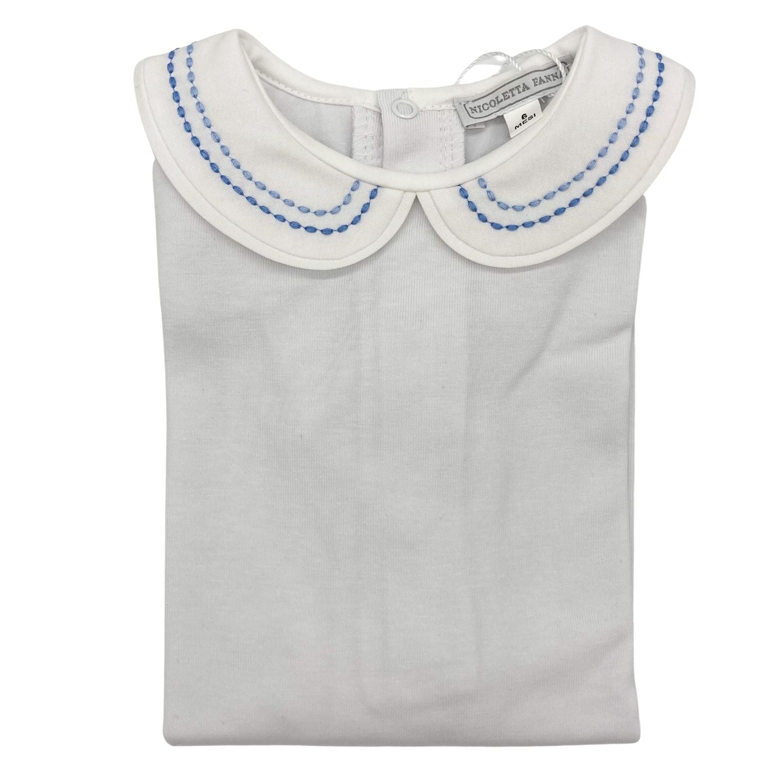 White Cotton Body with Embroidered Collar - Sam - Over The Moon