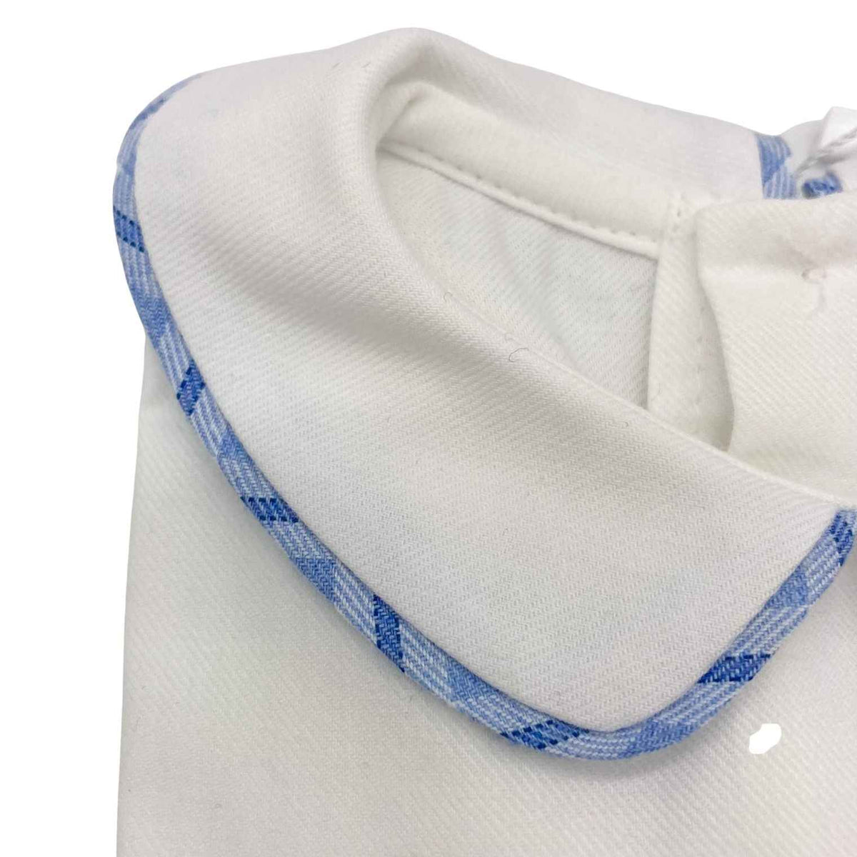White Cotton Body with Check Trimmed Collar - Harry - Over The Moon