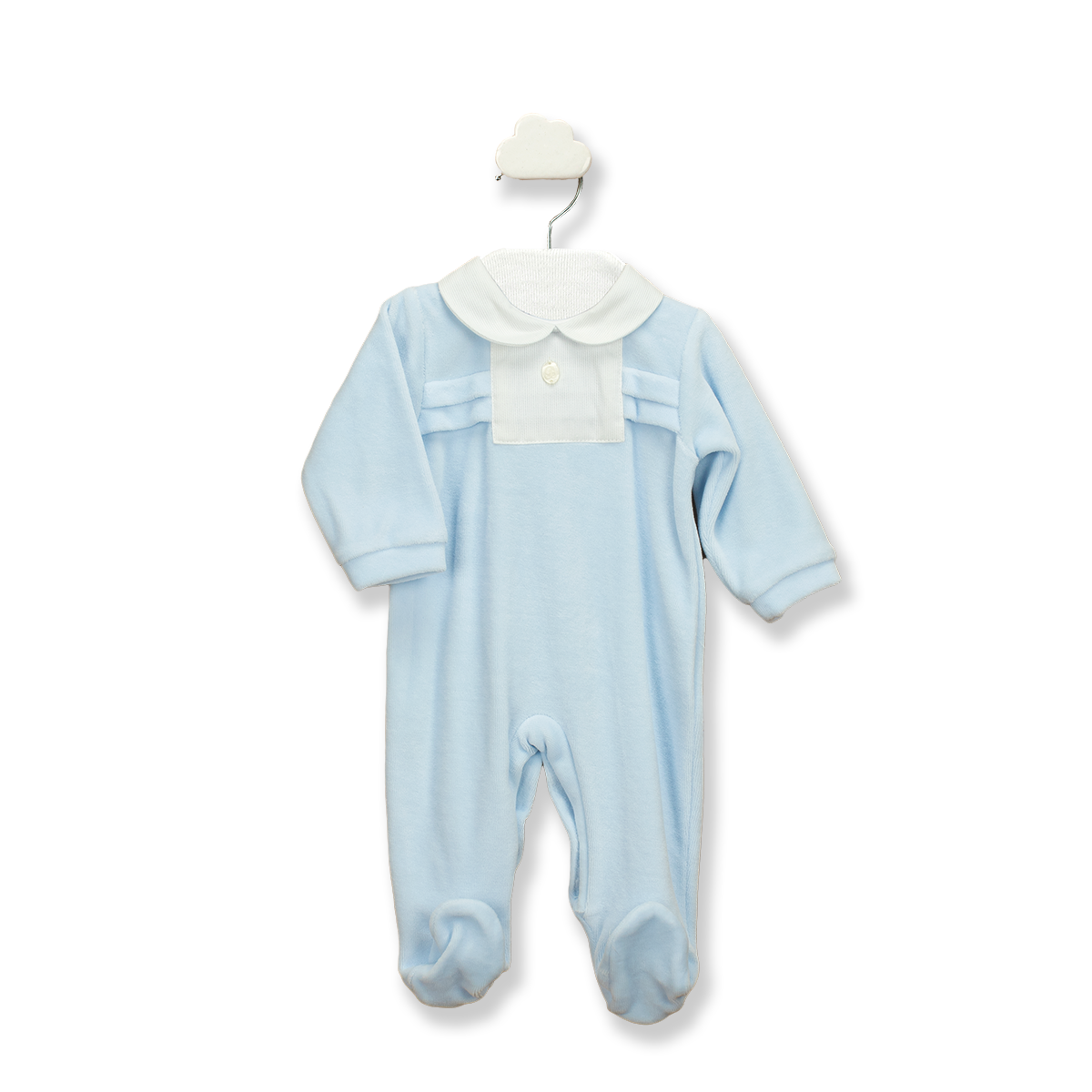Peter Pan Collar Romper Sky Blue / 3M