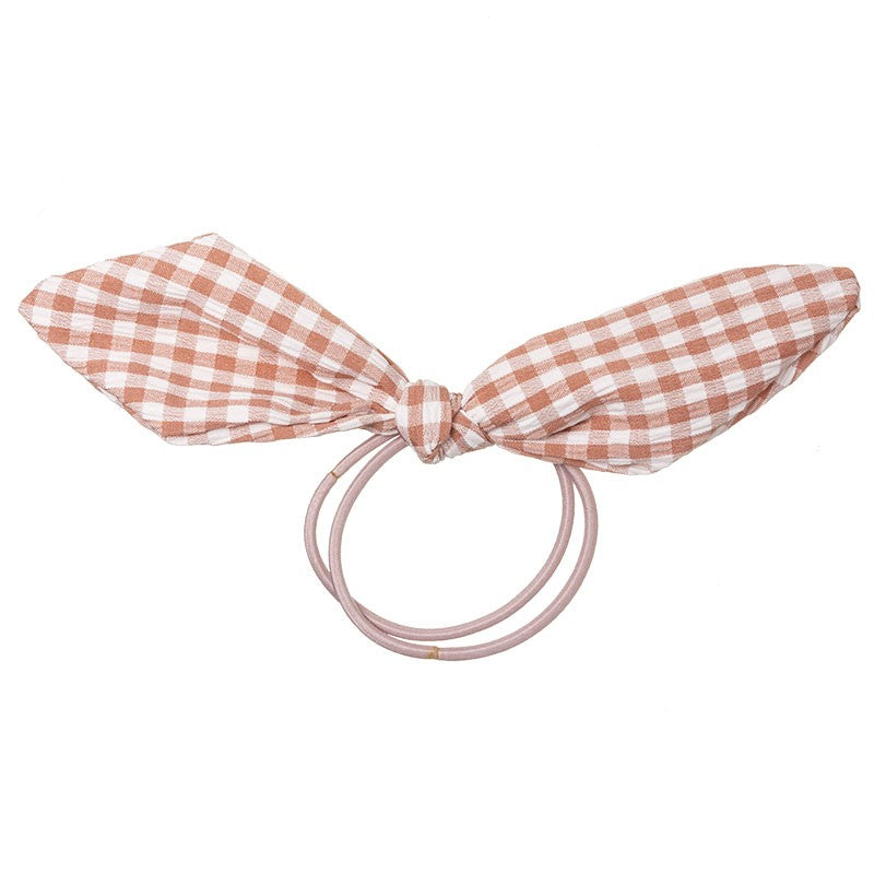 Vichy Knotted Scrunchie - Siena