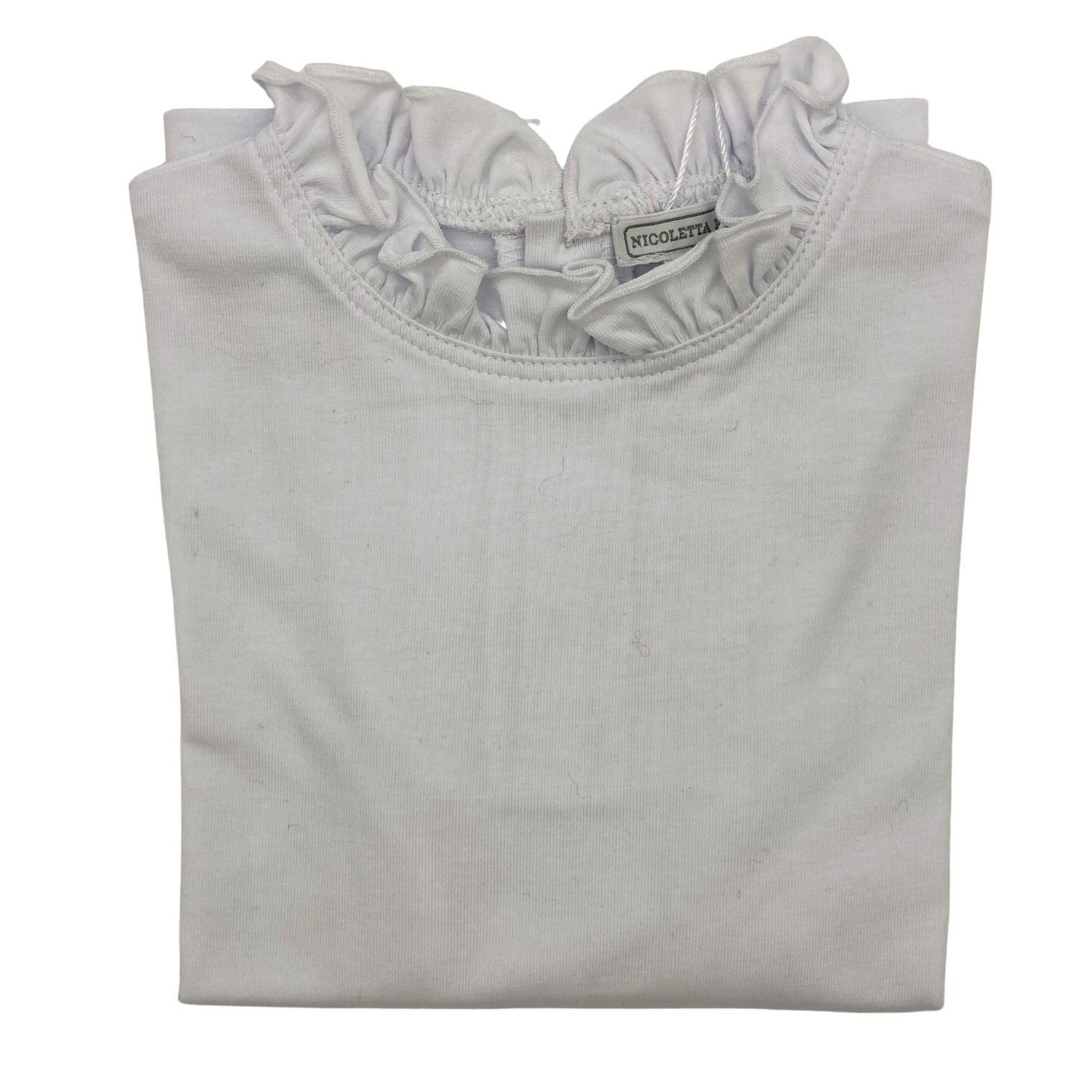 White Cotton Shirt with Embroidered Collar - Cindy - Over The Moon