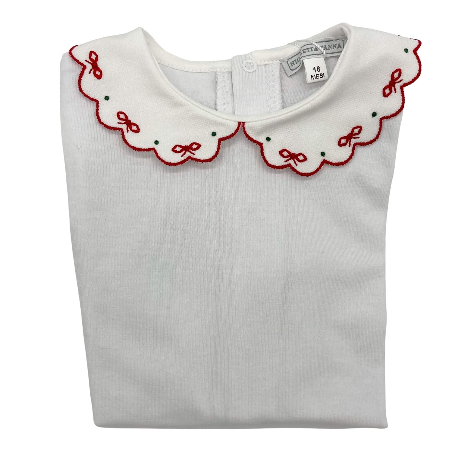 White Cotton Body with Embroidered Collar - Riley - Nicoletta Fanna
