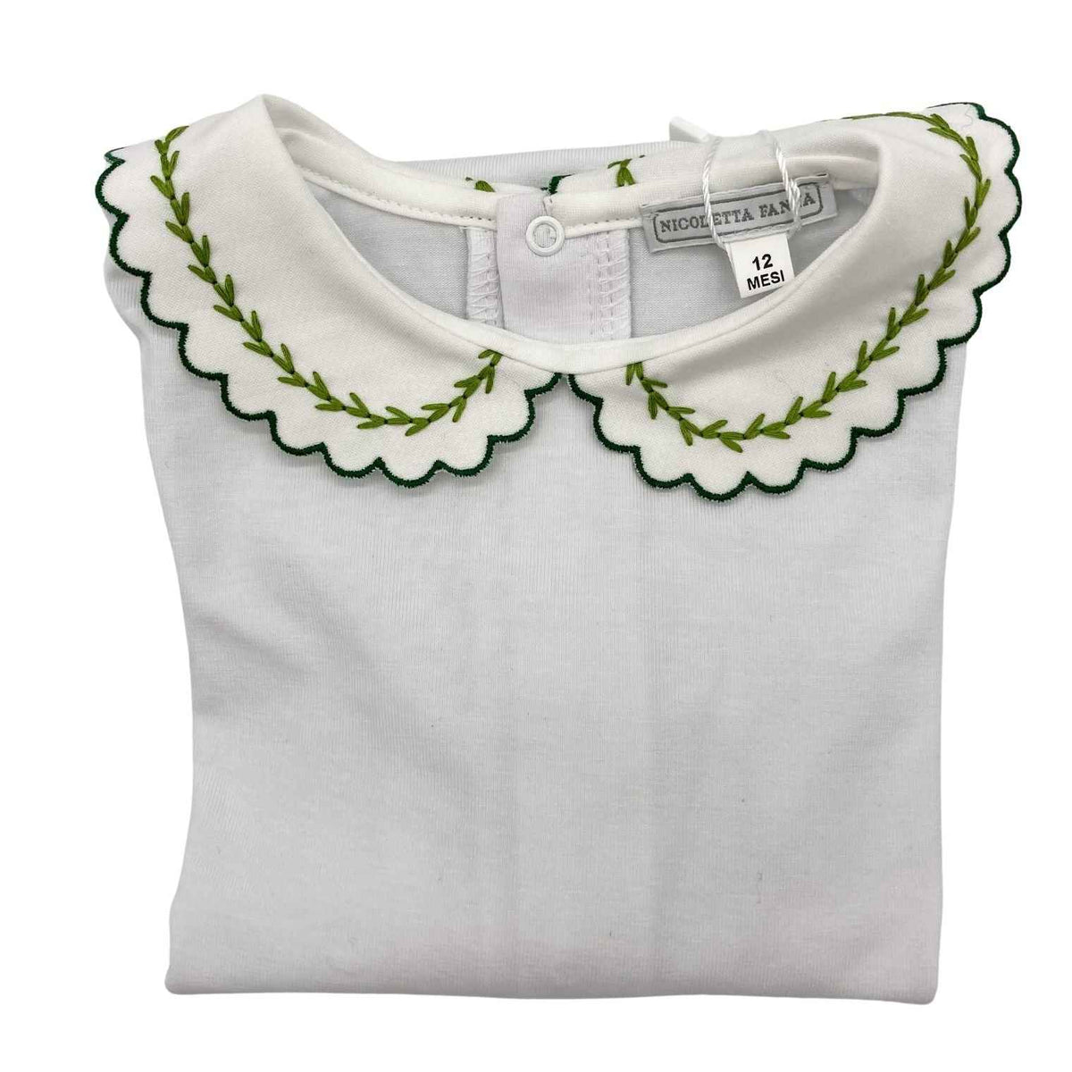 White Cotton Body with Embroidered Collar - Ava - Over The Moon