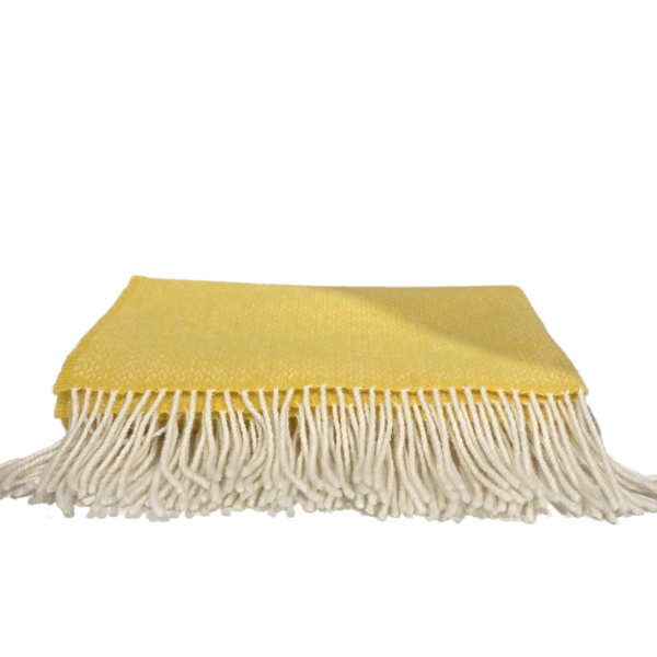 Irish Merino/Cashmere Baby Blanket - Yellow Herringbone - Over The Moon