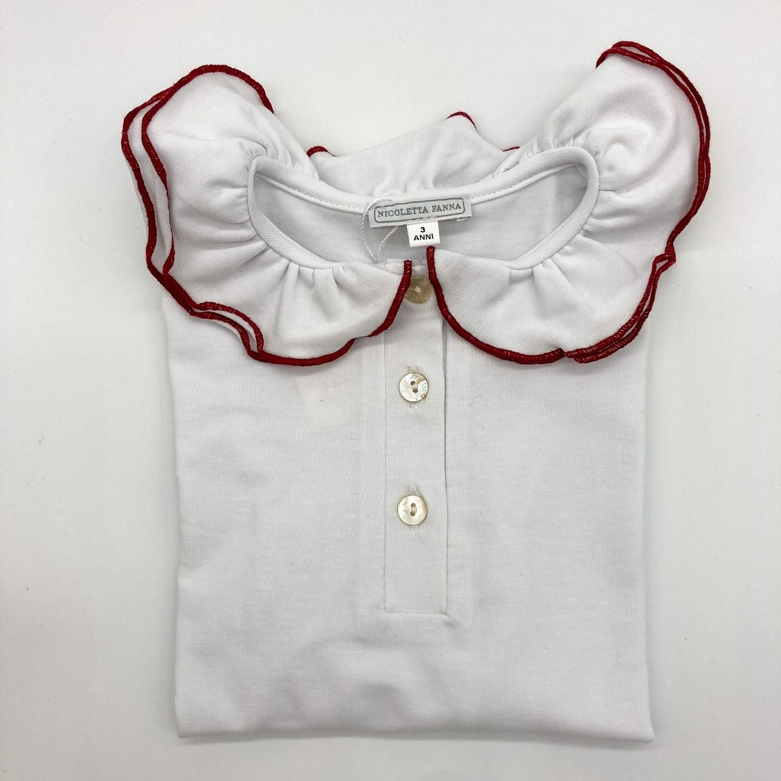 White Cotton Shirt with Embroidered Collar - Rosie - Nicoletta Fanna