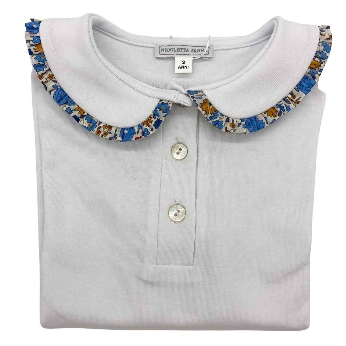 White Cotton Shirt with Embroidered Collar - Hazel - Over The Moon