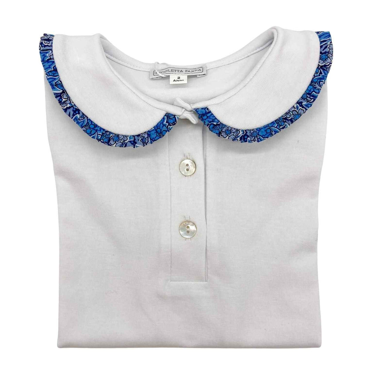 White Cotton Shirt with Embroidered Collar - Elle - Over The Moon