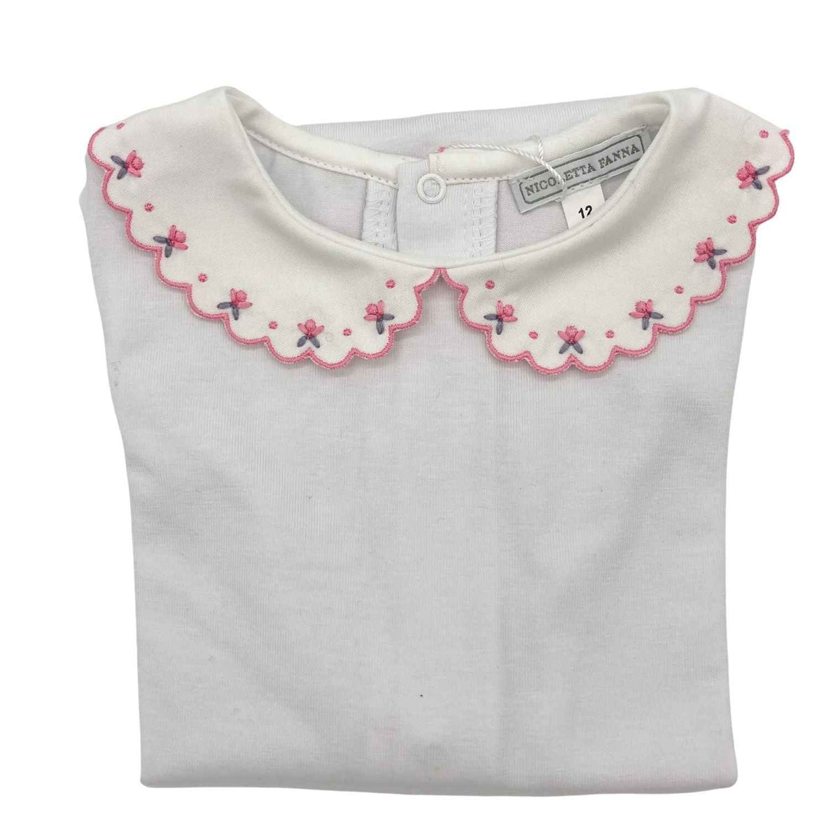 White Cotton Body with Embroidered Collar - Penny - Over The Moon