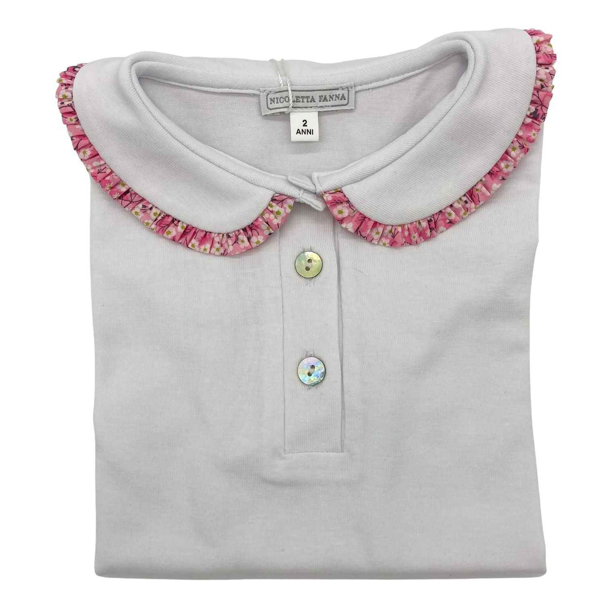 White Cotton Shirt with Embroidered Collar - Stella - Over The Moon