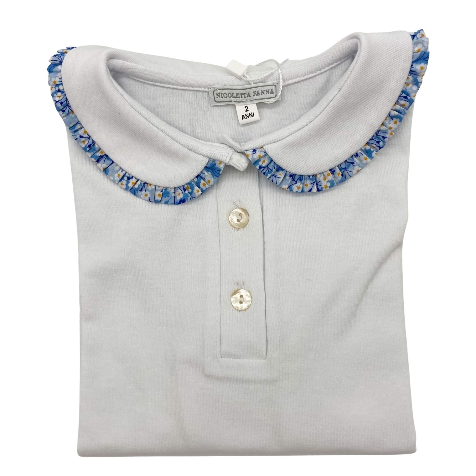 White Cotton Shirt with Embroidered Collar - Emilia - Nicoletta Fanna