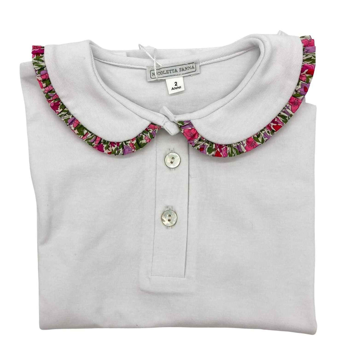 White Cotton Shirt with Embroidered Collar - Hannah - Over The Moon