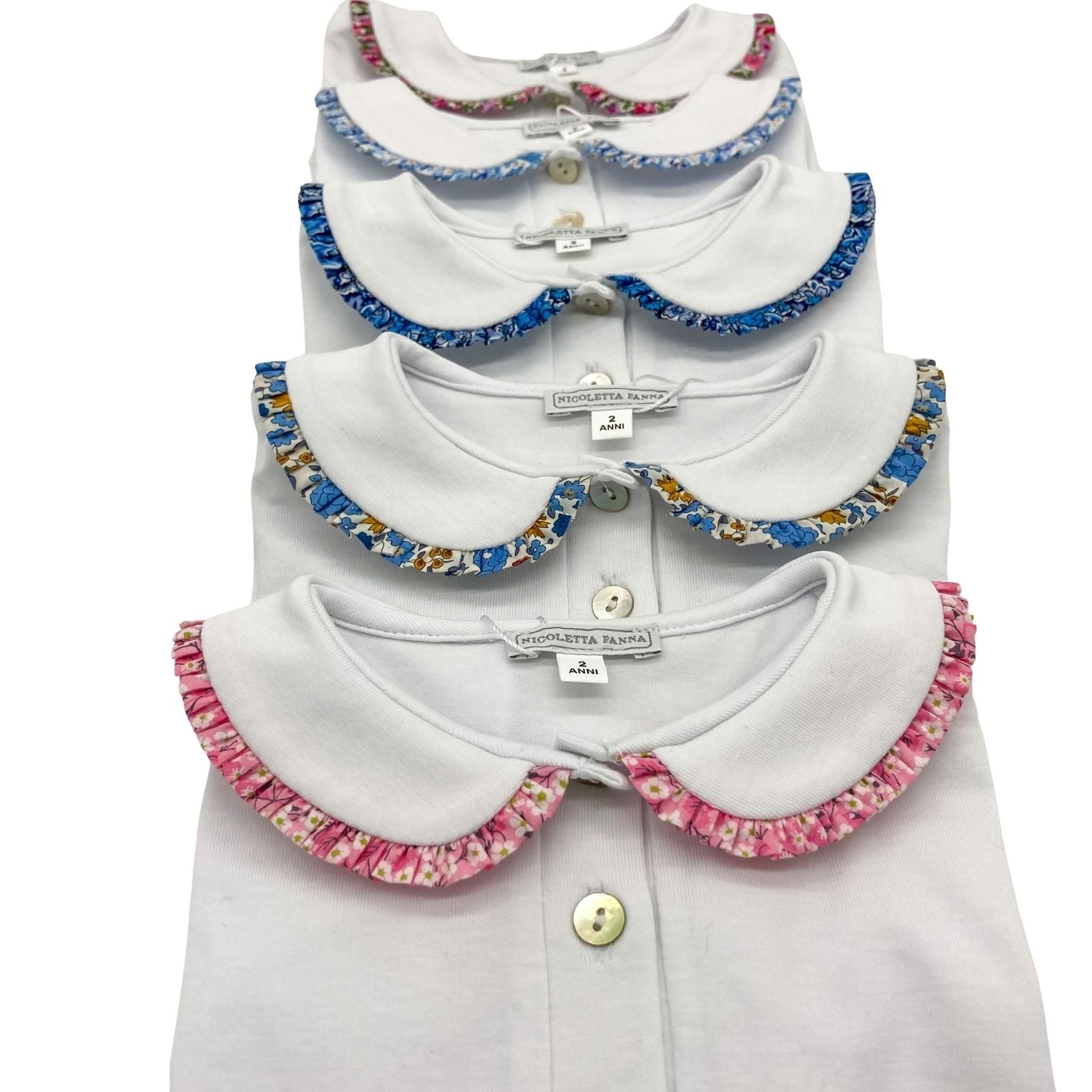 White Cotton Shirt with Embroidered Collar - Hannah - Over The Moon