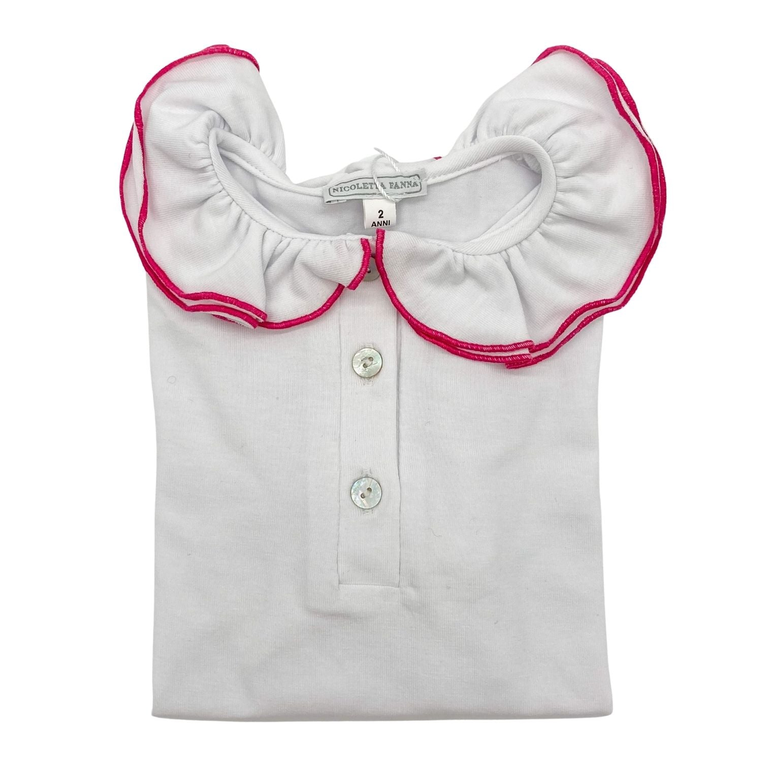 White Cotton Shirt with Embroidered Collar - Rosie - Nicoletta Fanna