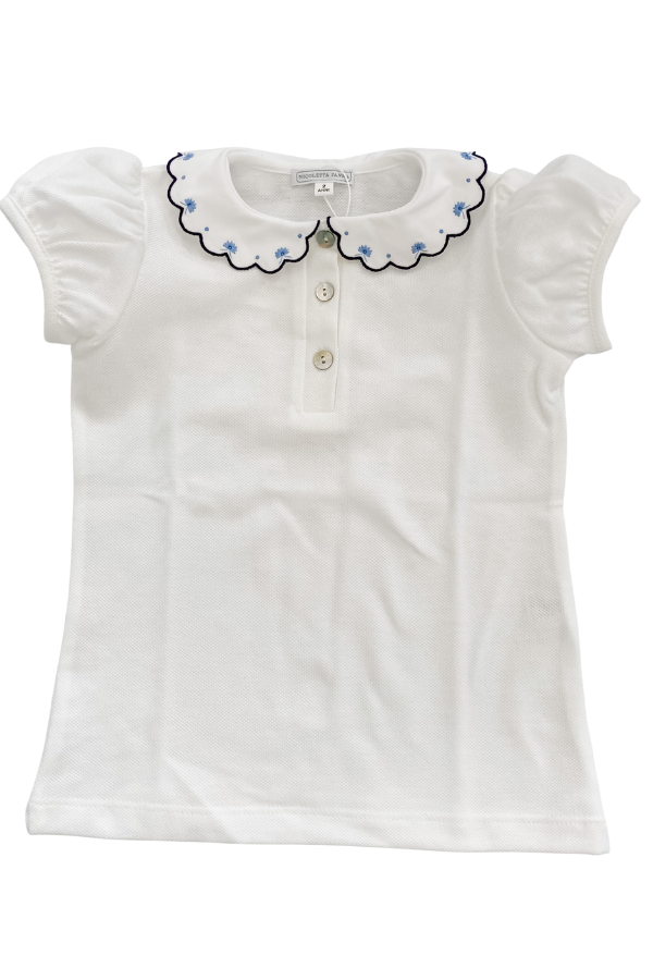 Asia T-shirt with embroidered collar - Nicoletta Fanna