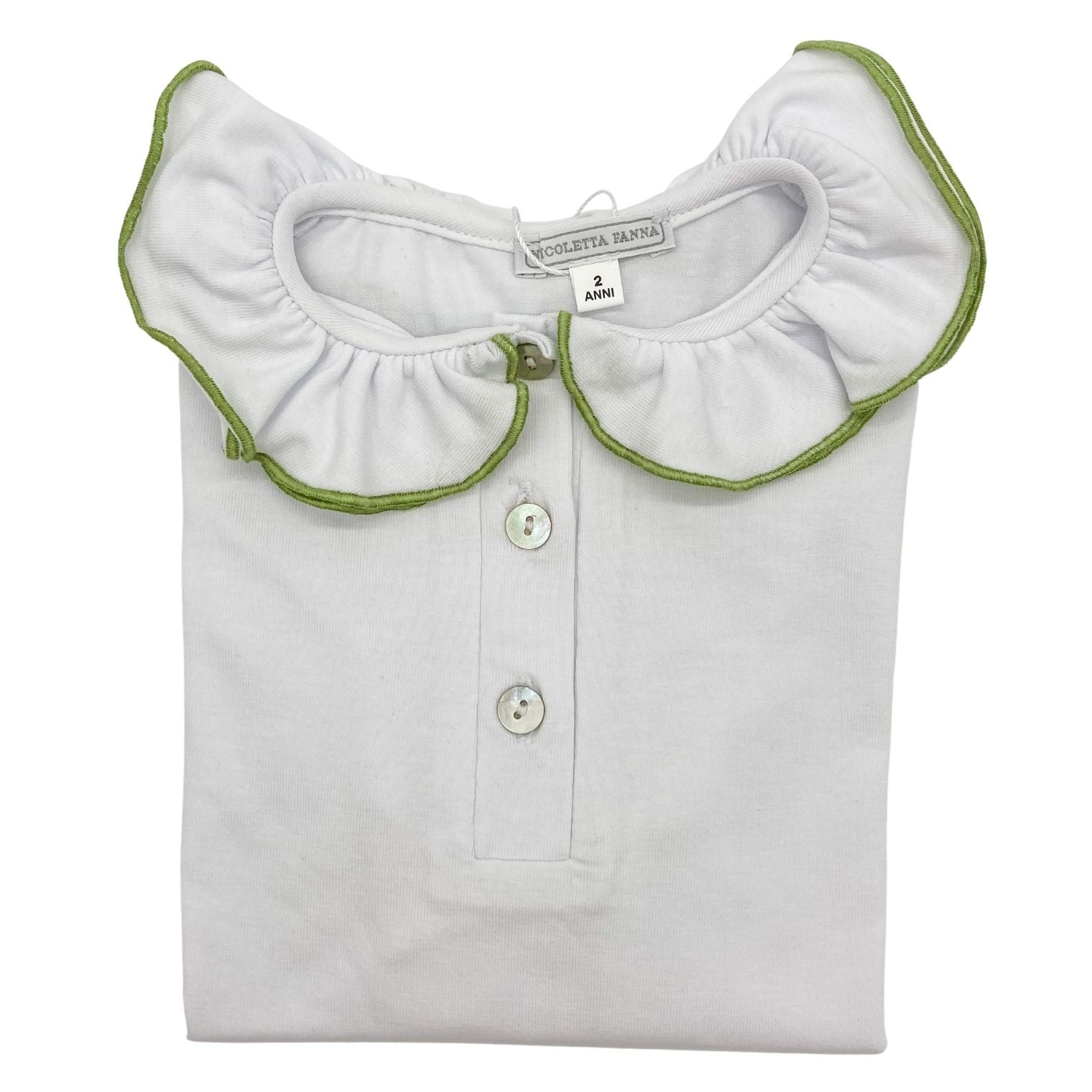 White Cotton Shirt with Embroidered Collar - Rosie - Nicoletta Fanna