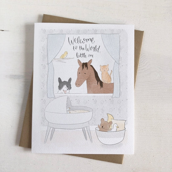 Greeting Card - Welcome to the World Little One - Fox & Bear