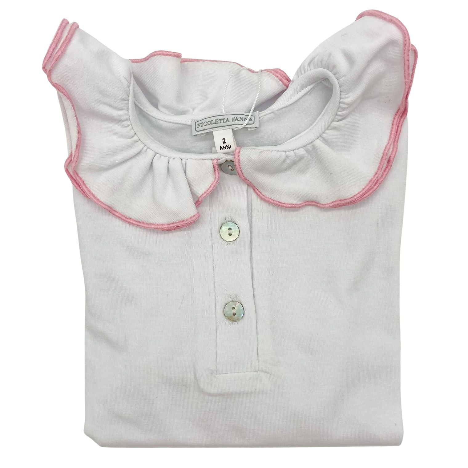 White Cotton Shirt with Embroidered Collar - Rosie - Nicoletta Fanna