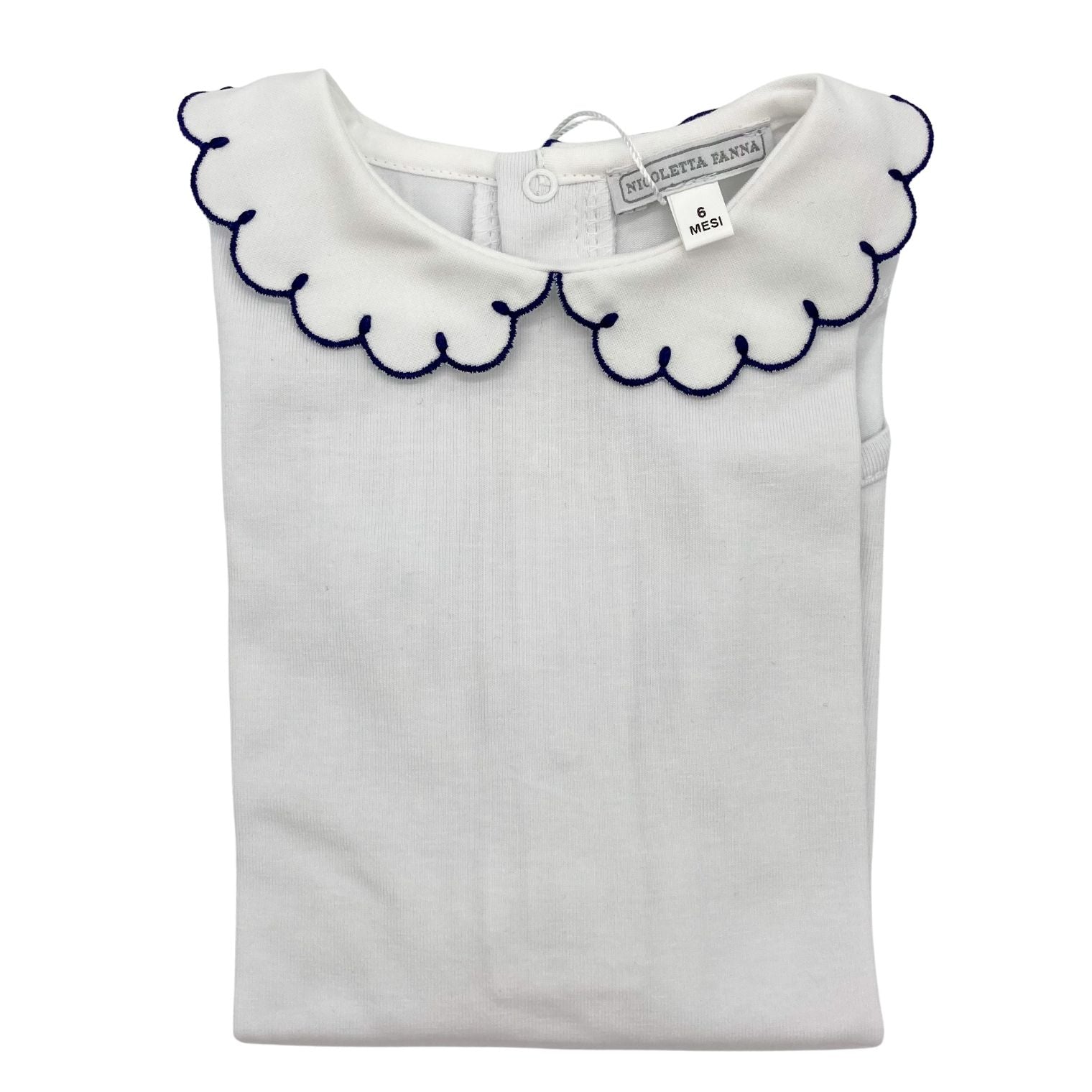 White Cotton Body with Embroidered Collar - Emma - Nicoletta Fanna