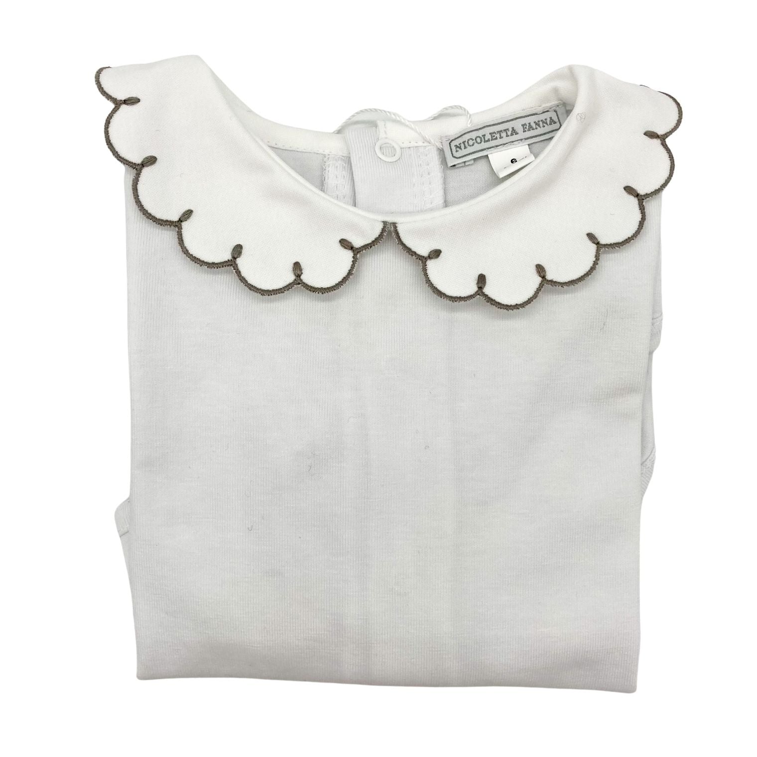 White Cotton Body with Embroidered Collar - Emma - Nicoletta Fanna