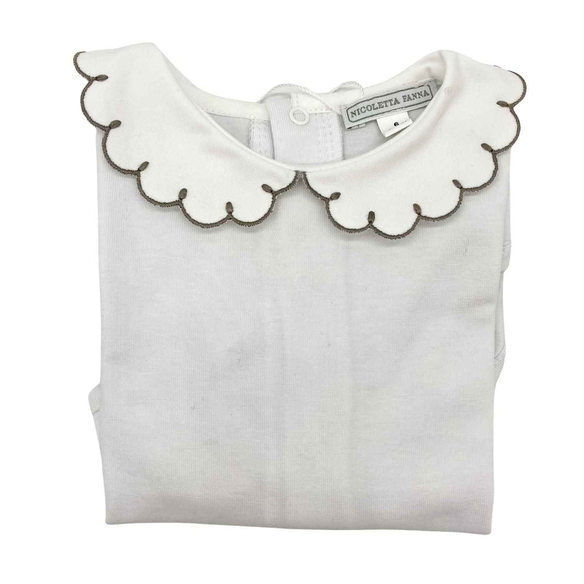 White Cotton Body with Embroidered Collar - Emma - Over The Moon